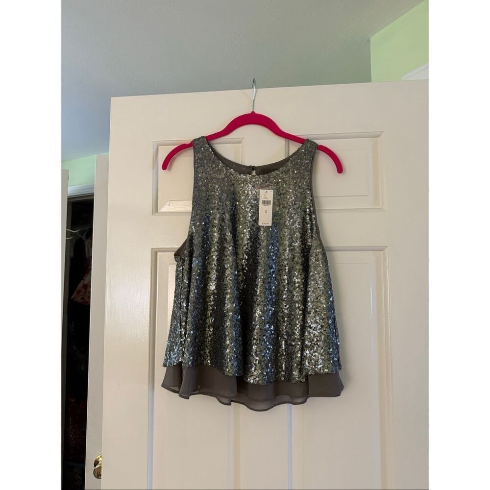 NWT Anthropologie Sequined Swing Top